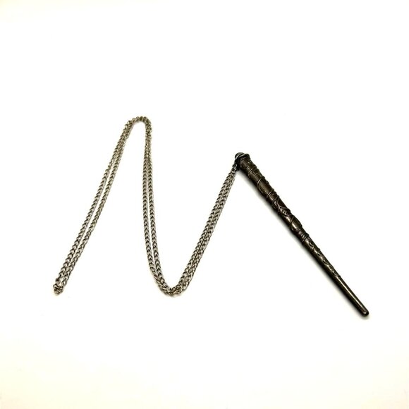 Magic Wand Necklace Fantasy Wizard Witch Warlock Magician Silver Chain - Picture 2 of 9